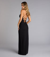 Adriane Beaded Floral Lace-Up Formal Dress