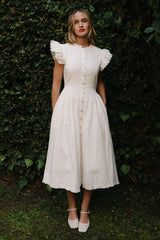 Nelly Dress in White Denim