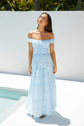 Lemon Blossom Maxi Dress Blue