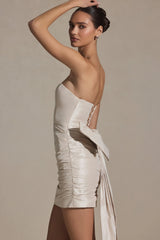 Bow-Detail Strapless Mini Dress in Ivory
