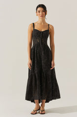 Yamila Eyelet Corset Midi Dress