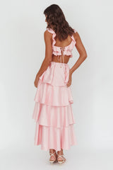 Catalina Tiered Ruffle Cut-Out Maxi Dress Blush