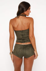 Don't Speak Faux Suede Bustier Cactus