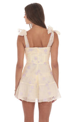 Embroidered Floral A-line Dress in Cream