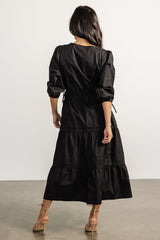 Santa Fe Poplin Midi Dress | Black